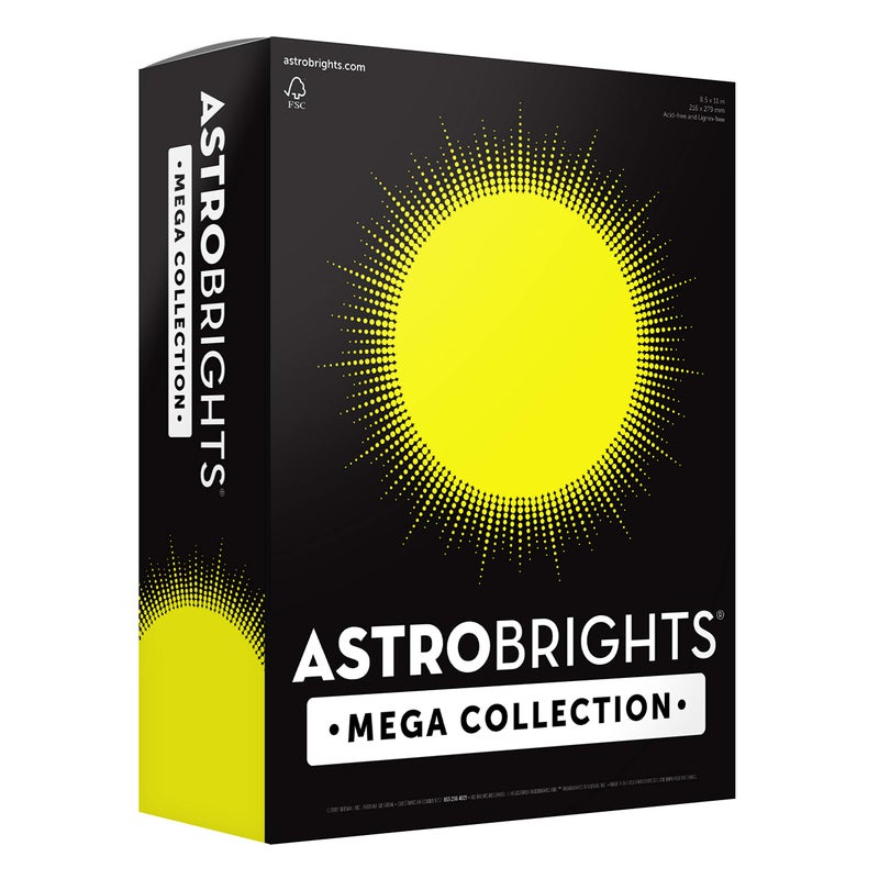 Astrobrights Mega Collection, Colored Cardstock, Neon Yellow, 320 Sheets, 65 lb/176 gsm, 8.5" x 11" - MORE SHEETS! (91699) - Image 1
